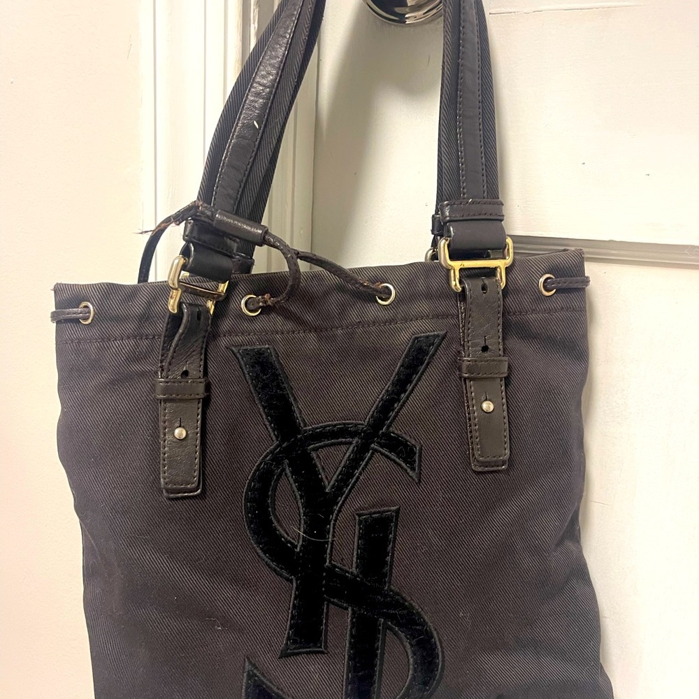 Black denim wash Yves SL tote